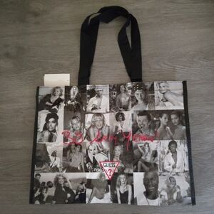 Guess 30 Sexy Years Glossy Tote Red Zippered Interior